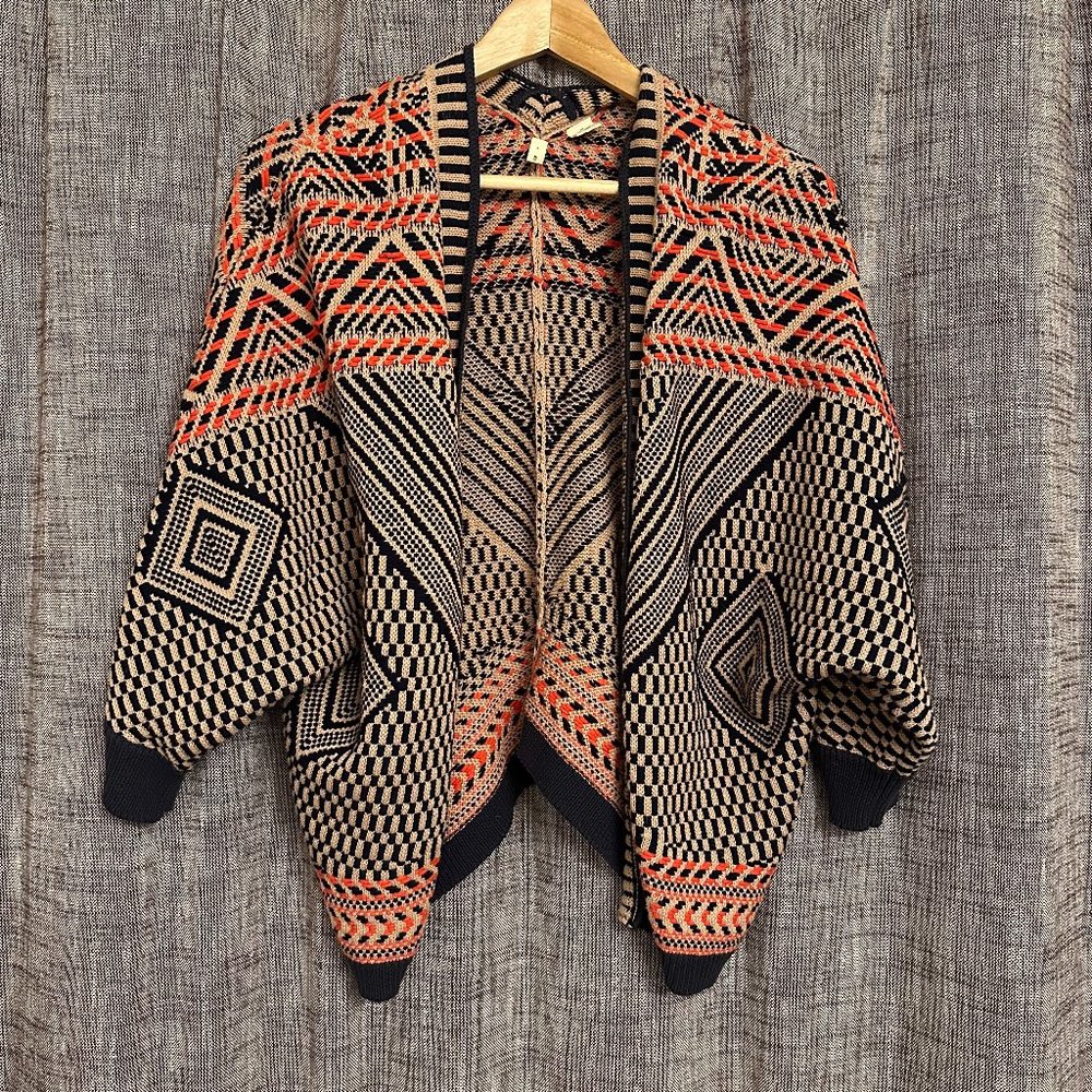 Anthropologie MOTH sweater orange navy LIKE NEW